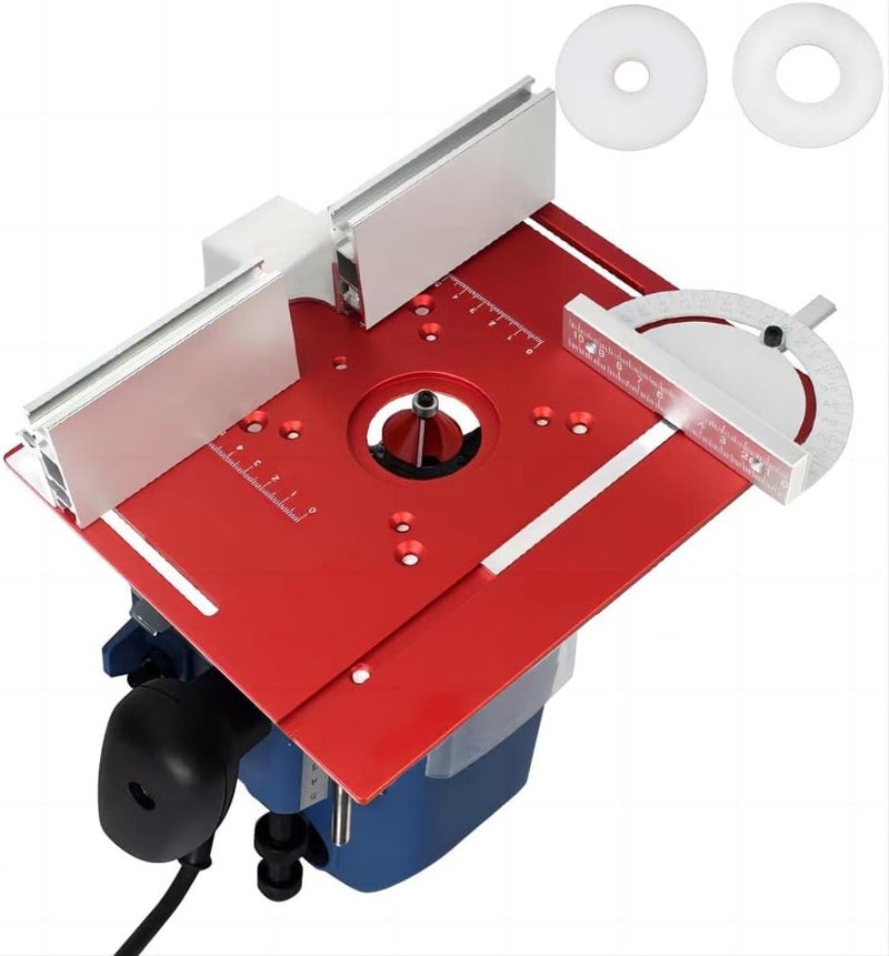 KETIPED Aluminium Router Table Insert Plate,Woodworking Benches Router Flip Plate W/Miter Gauge Guide Aluminium Fence Sliding Brackets,Multifunctional Trimming Engraving Table,MG-054RD - Image 4